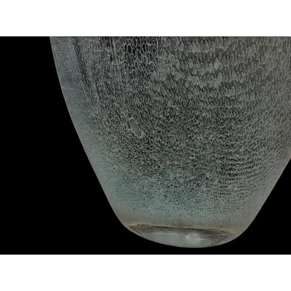 90s Aqua Hand-Blown Bubble Glass Vase 11” Textured Art Glass Modern Decor
